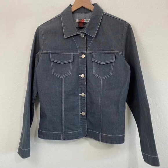 Live a Little Women’s M Vintage Blue Denim Button Down Denim Jacket Jean - Picture 4 of 6